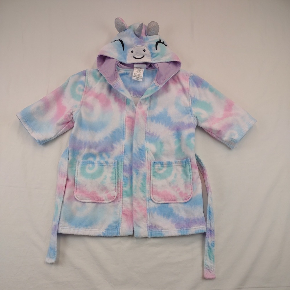 Girl's Bathrobe Towel Size 3-4 Cover Up Beach Pool Unicorn Tie Dye Pink Surf